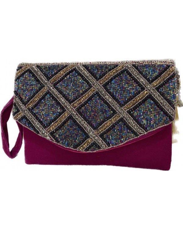 BOLSO FUCSIA CON CRISTALES TANTREND